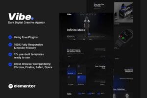 Vibe – Dark Digital Creative Agency & Portfolio Elementor Template Kit
