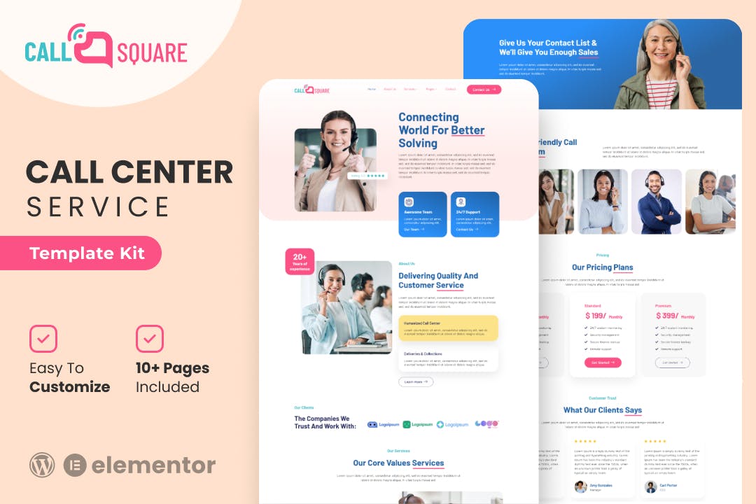 call-square-call-center-support-company-elementor Call Square – Call Center & Support Company Elementor Template Kit