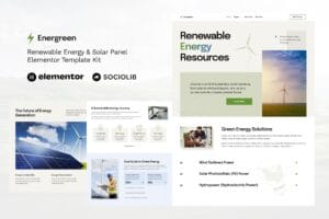 Energreen – Renewable Energy & Solar Panel Elementor Template Kit