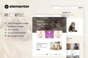 MeowVille – Animal Shelter & Cat Breeder Elementor Template Kit
