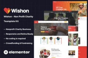 Wishon – Non Profit Charity Elementor Template Kit