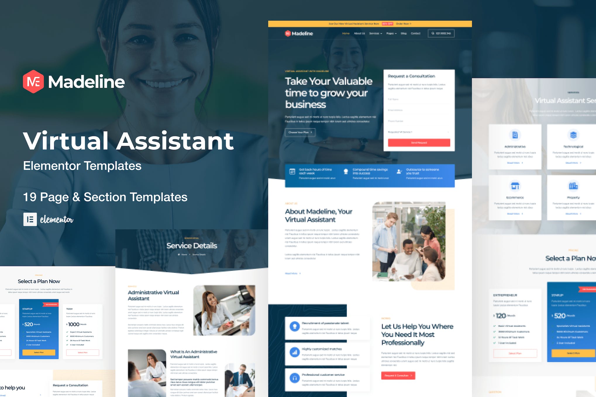 madeline-virtual-assistant-website-elementor-templ Madeline – Virtual Assistant Website Elementor Template Kit