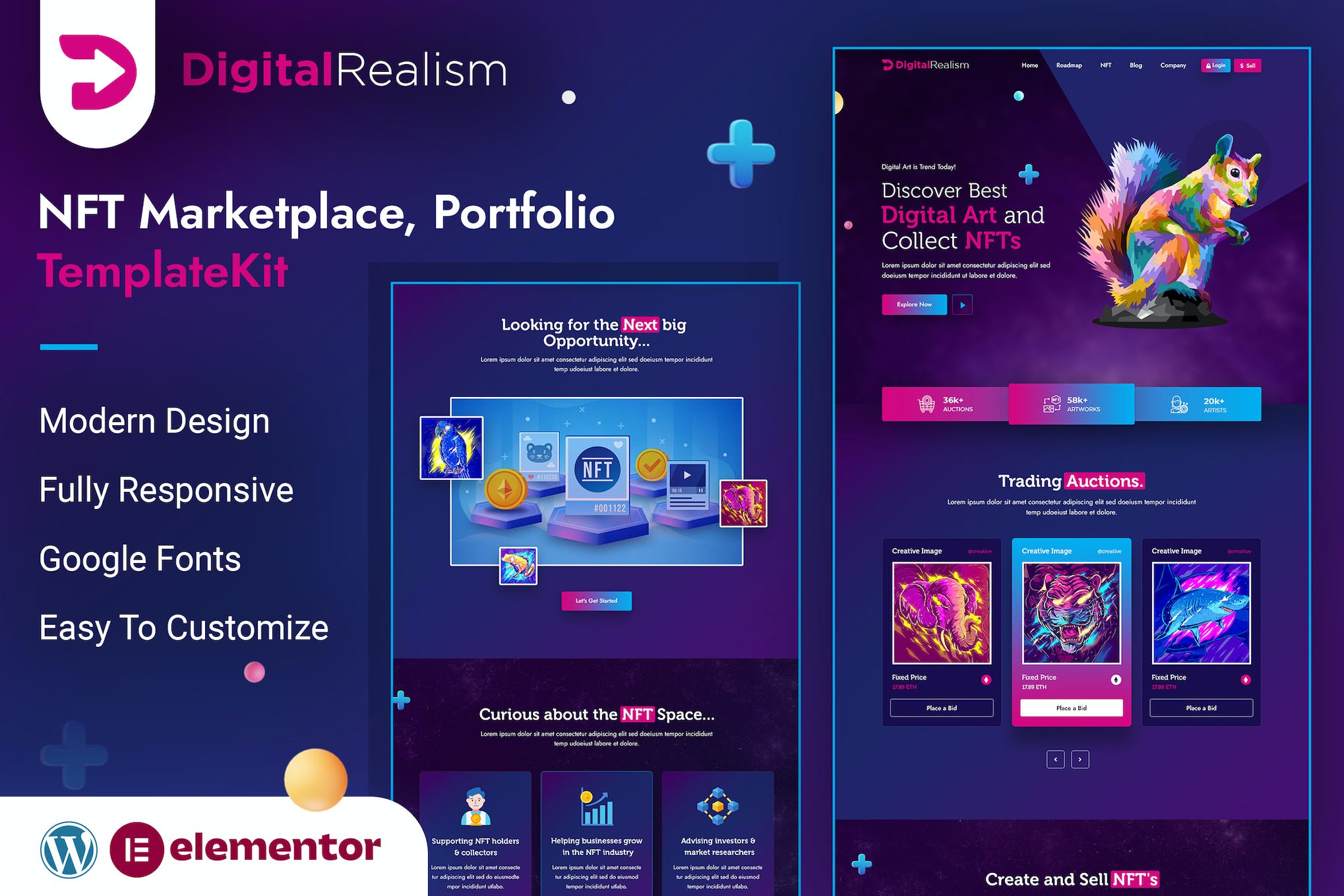 digital-realism-nft-elementor-template-kit Digital Realism | NFT Elementor Template Kit