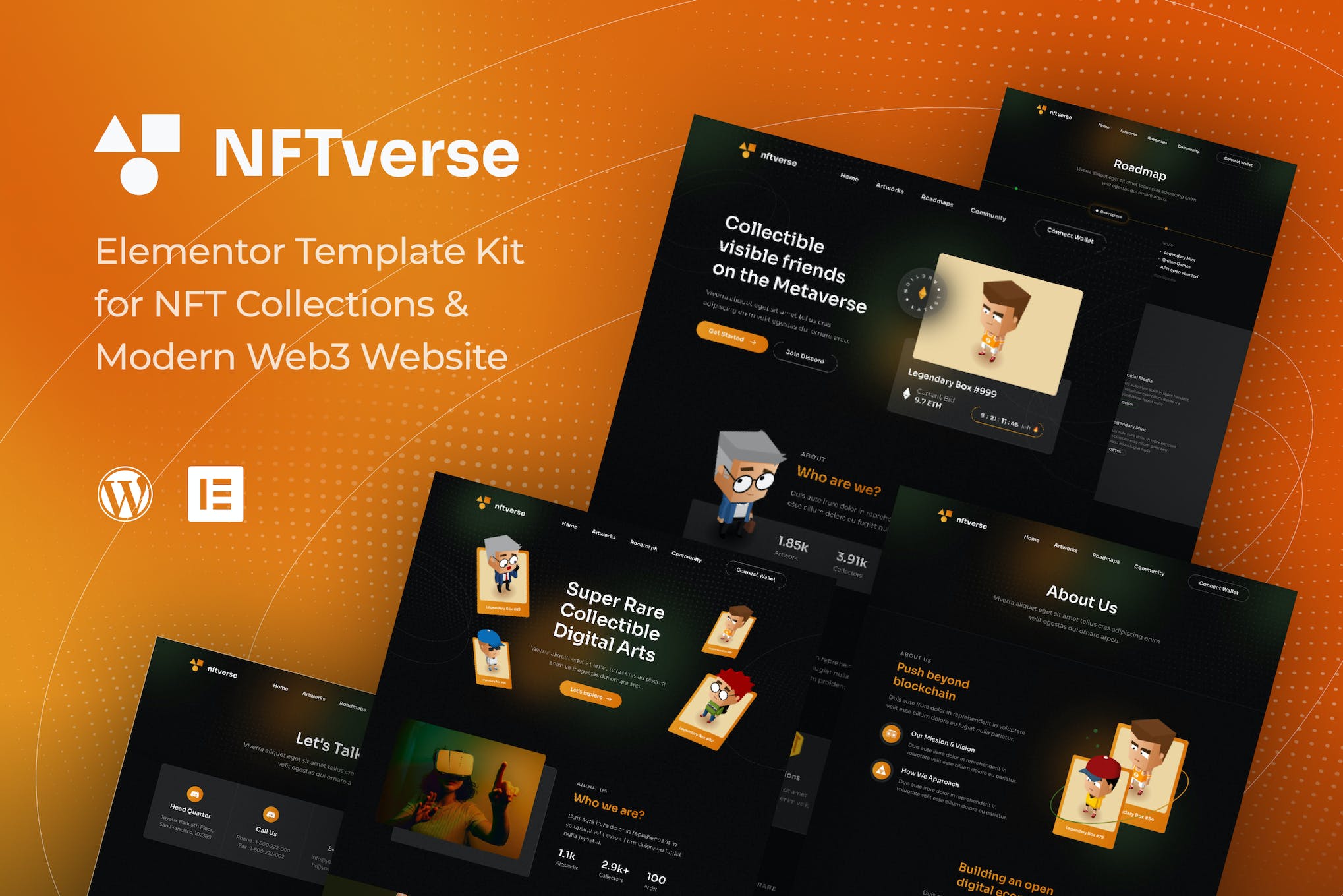 nftverse-futuristic-nft-portfolio-elementor-templa NFTverse | Futuristic NFT Portfolio Elementor Template Kit