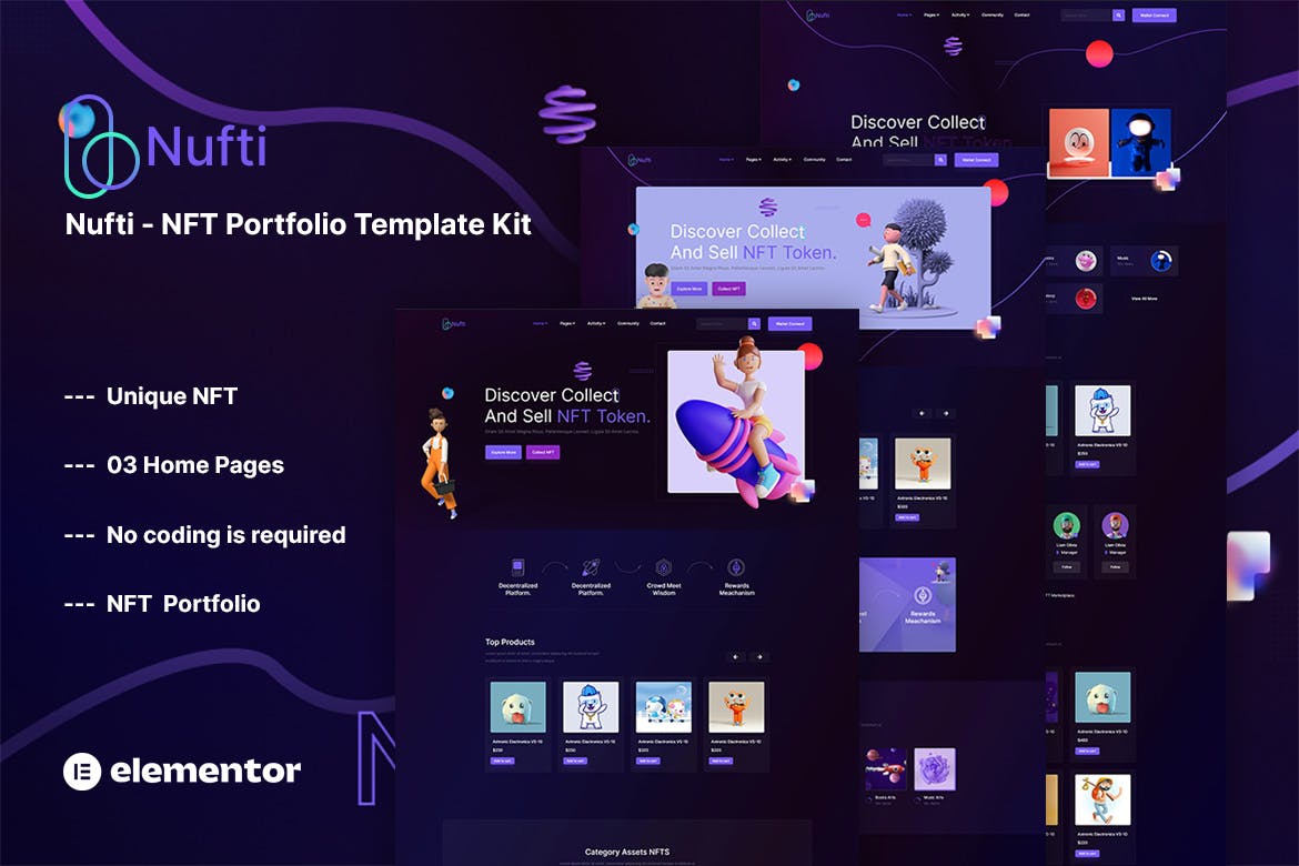 nufti-nft-collections-elementor-template-kit Nufti – NFT Collections Elementor Template Kit