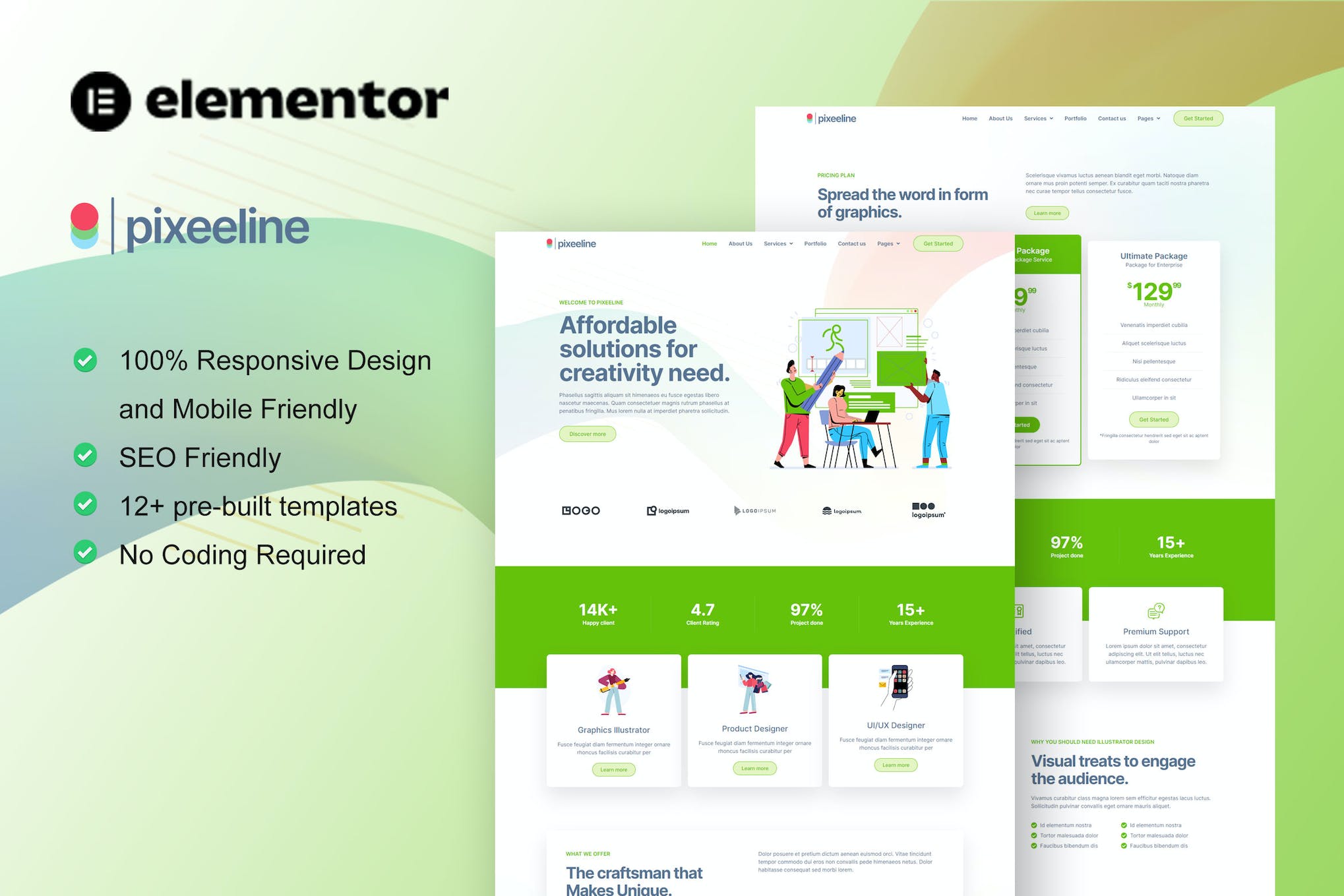 pixeeline-graphics-illustration-freelance-creative Pixeeline – Graphics Illustration Freelance & Creative Agency Elementor Template Kit